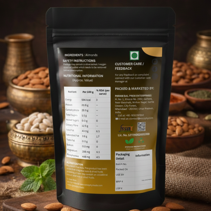 Premium Whole Almonds Badam Crunchy Handpicked Dry Fruits – Xroophy Foods