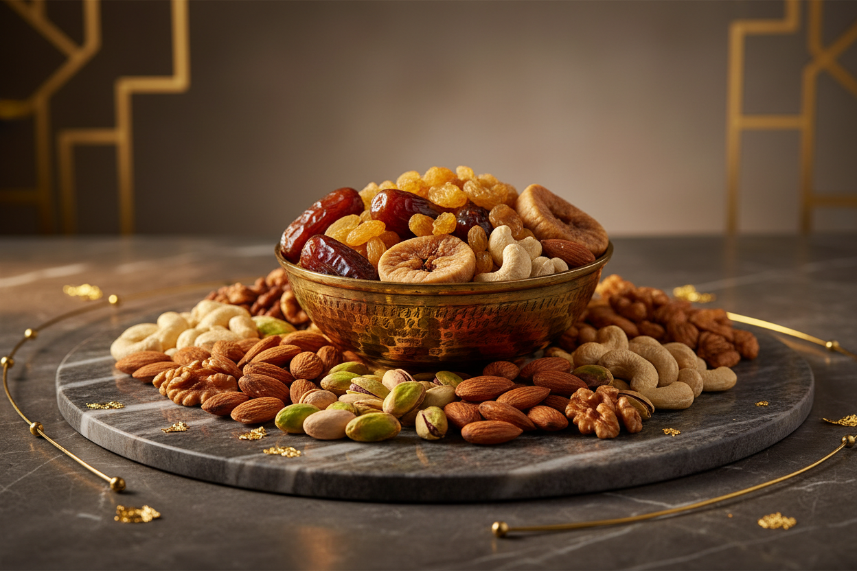 Create a most luxury and professional image for nuts and dryfruites