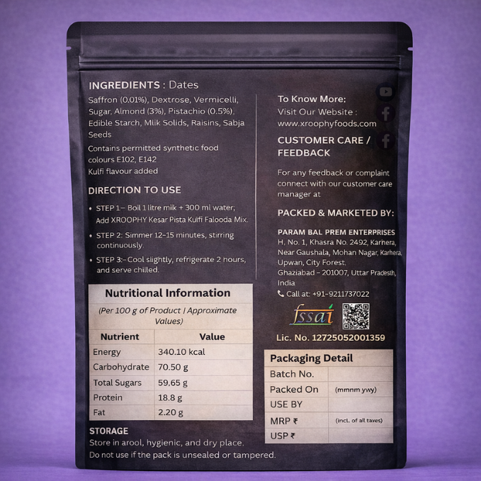 Xroophy Falooda Kesar Pista Kulfi