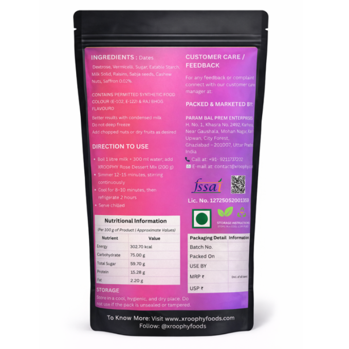 Xroophy Falooda Rose Dessert Mix