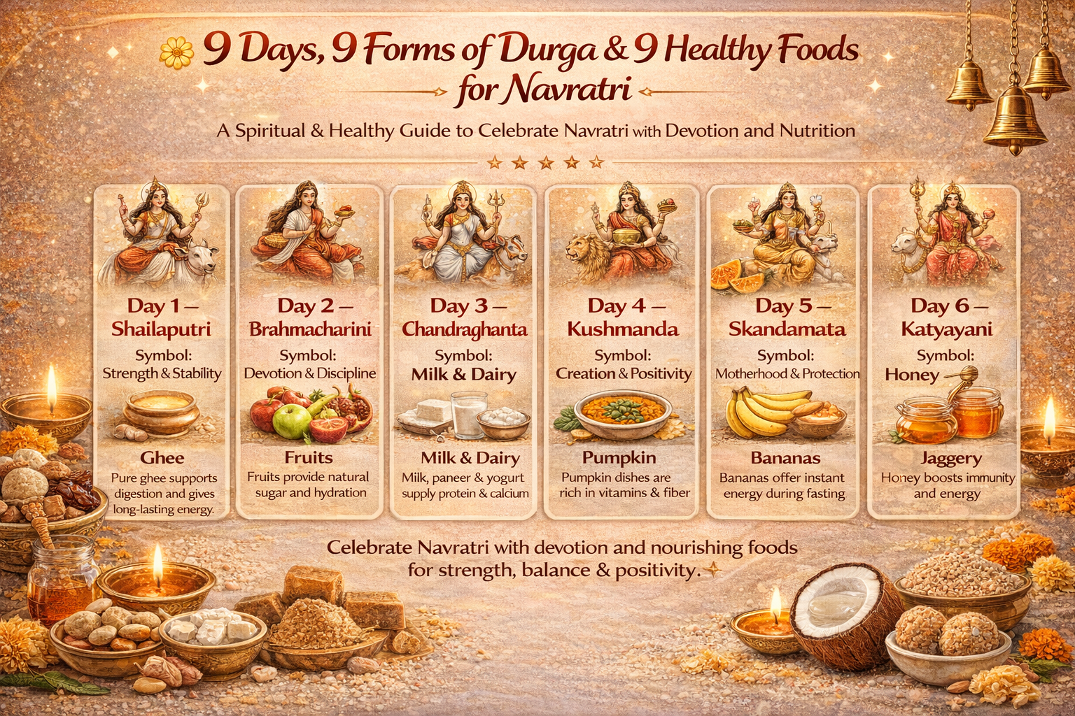 9 Days, 9 Forms of Durga & 9 Healthy Foods for Navratri