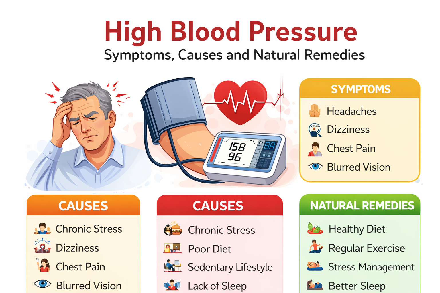 High Blood Pressure – Symptoms, Causes and Natural Remedies