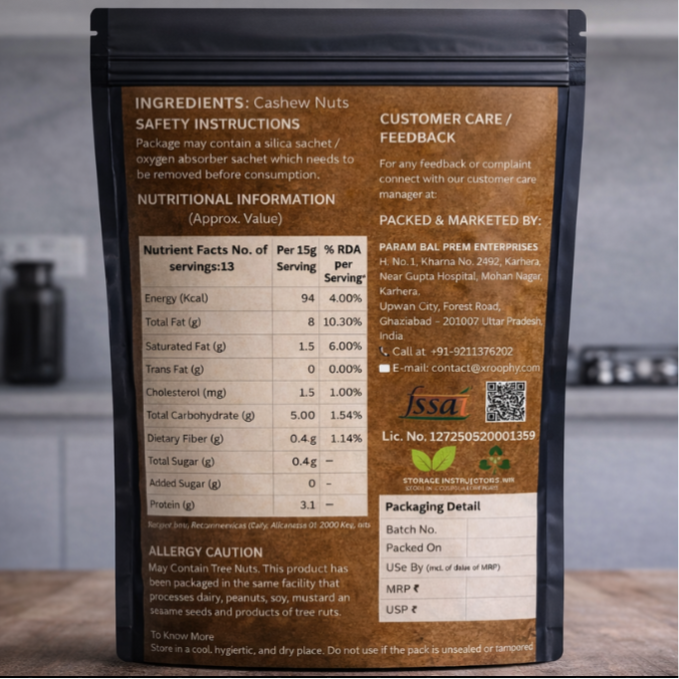 Xroophy Classic Cashews Finest Quality & Natural Taste