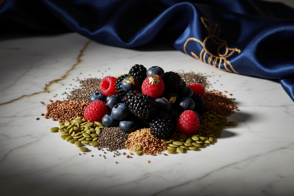 create a luxury image for seeds and berries