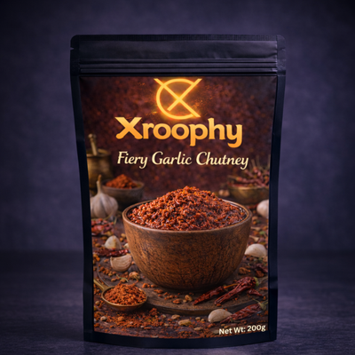 Xroophy Fiery Garlic Chutney – spicy, bold, and flavorful garlic chutney perfect for enhancing snacks, sandwiches, and Indian dishes