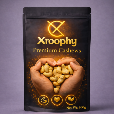 Xroophy Premium Cashews – high-quality, fresh, and crunchy nuts for healthy snacking, cooking, and gifting